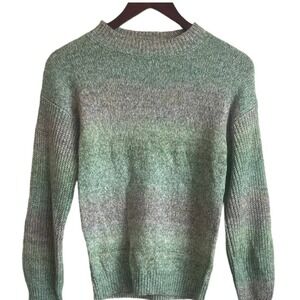 Abound Women Sweater XS Ombre Green Heather Knit Crewneck‎ Minimalist Cozycore